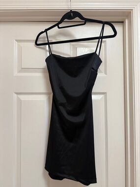 Windsor Black Satin Mini Dress with Spaghetti Straps